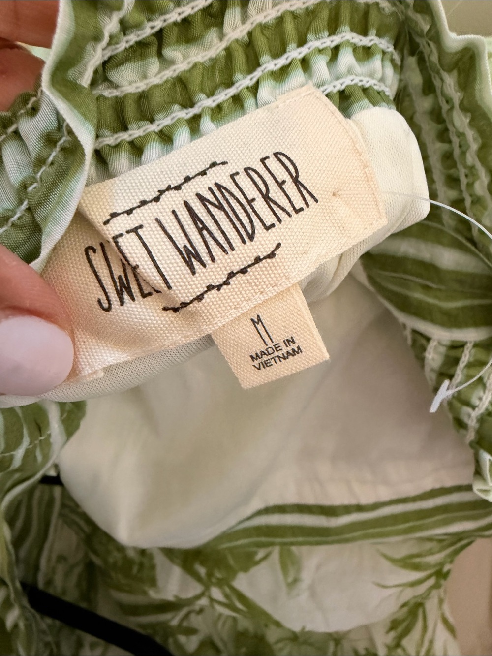 Sweet Wanderer Green and White Floral Tie-Strap Sundress - Picture 4 of 7